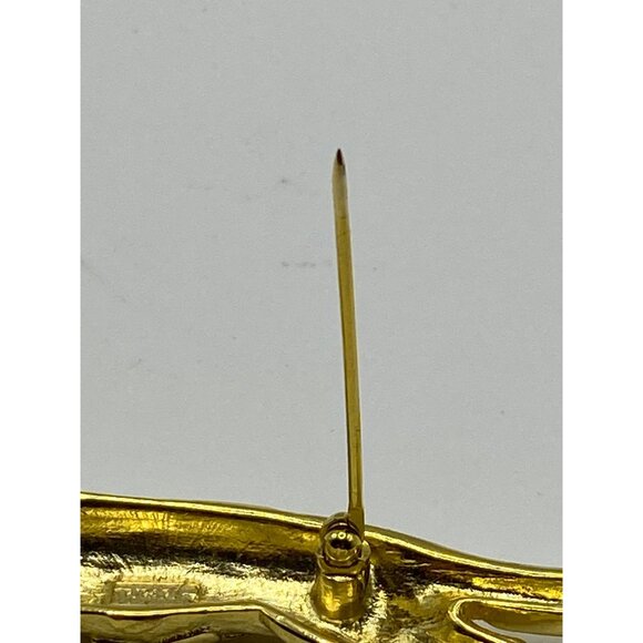 Vintage Trifari Gold-Tone Leopard Brooch Pin With Green Rhinestone Eye J0249 - Picture 13 of 13